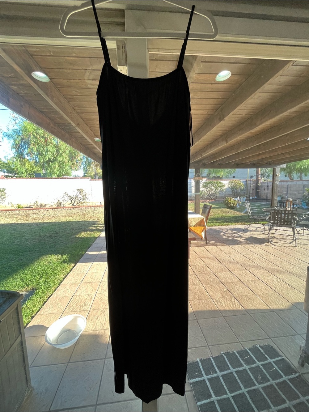 Double Zero Black Maxi Slip Dress with Spaghetti Straps
